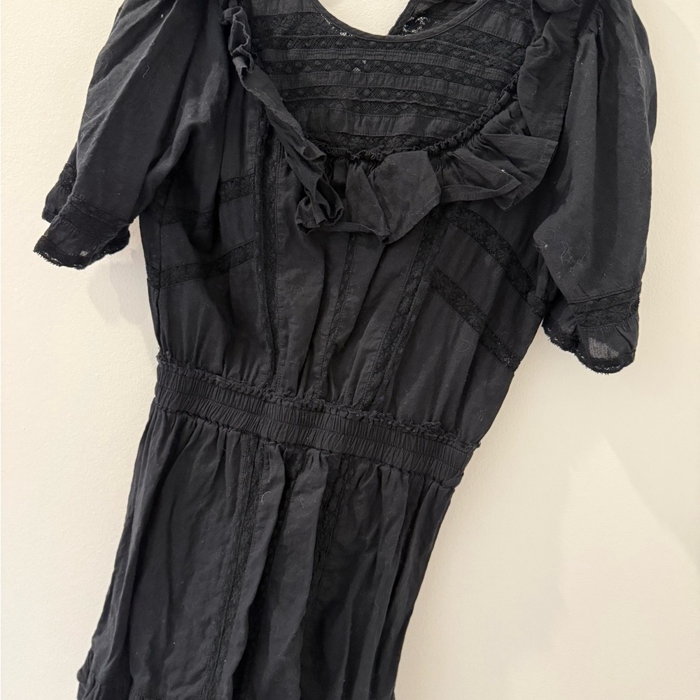 LoveShackFancy Black Ruffled Dress